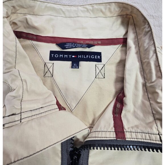 Tommy Hilfiger Beige Utility Field Jacket XL Full Zip Pockets Hong Kong Y2K - Picture 4 of 16